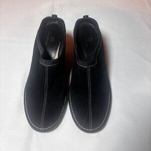 Cole Haan Black Suede Wedge Mule Shoes | Size 8.5